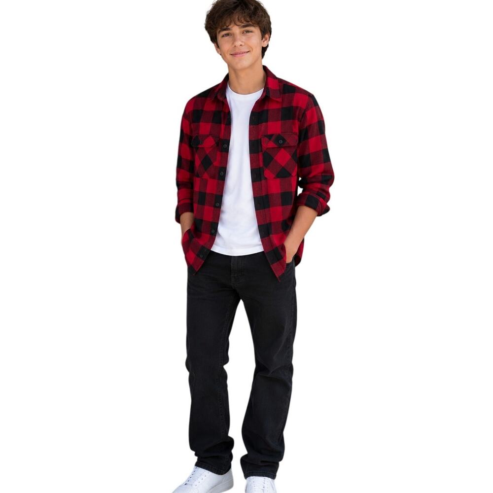 Urban Pipeline Button Down Shirt Buffalo Check Plaid Long Sleeve Youth XL